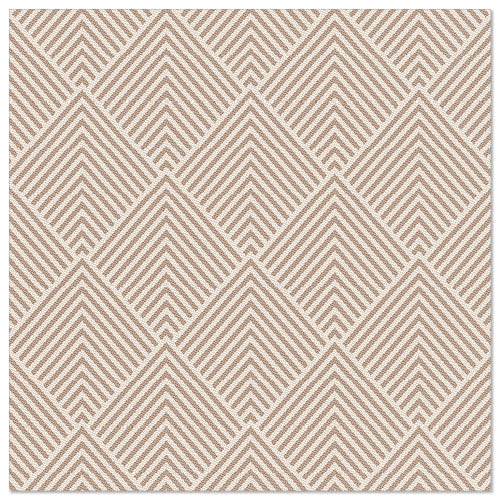 A square area rug with a repeating geometric diamond pattern in beige and cream, inspired by the textured look of the PAPSTAR 50 napkins "ROYAL Collection" 1/4-fold 40 x 40 cm brown by PAPSTAR GmbH.