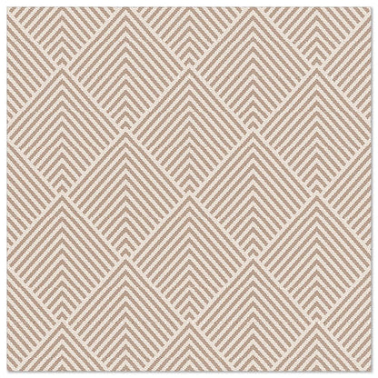 A square area rug with a repeating geometric diamond pattern in beige and cream, inspired by the textured look of the PAPSTAR 50 napkins "ROYAL Collection" 1/4-fold 40 x 40 cm brown by PAPSTAR GmbH.