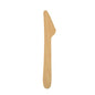 A PAPSTAR wooden knife "pure" 16.5 cm with a flat handle and single-sided serration on a white background - eco-friendly disposable cutlery from PAPSTAR GmbH, stable and ideal for sustainable gastronomy (box of 500 pieces).