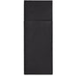The Starpak 480 cutlery bags, Airlaid 40 cm x 33 cm with cutlery fold, are rectangular black napkins with a subtle texture and a horizontal line at the top, ideal for the hygienic presentation of cutlery. Depicted on a plain background.