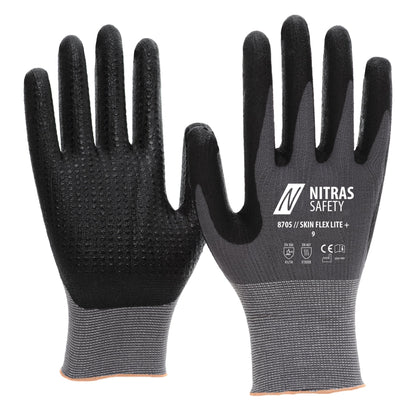 NITRAS SKIN FLEX LITE+, assembly gloves, gray / black