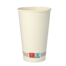 The 50 drinking cups, cardboard 0.4 l from PAPSTAR GmbH is a tall, plain white disposable cup with a rolled rim and multilingual disposal instructions printed on the bottom.