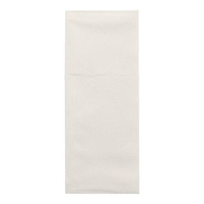 The Starpak 100 cutlery pouches, airlaid 40 cm x 48 cm with cutlery fold, are neatly folded and presented against a plain white background - ideal for elegant table decoration.