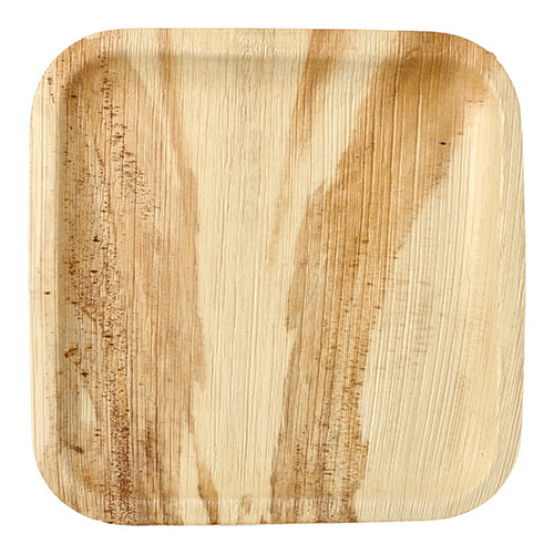 The PAPSTAR 6 plate palm leaf “pure” square by PAPSTAR GmbH impresses with natural palm leaf, rounded corners, brown stripes, and wood grain – an eco-friendly choice for any event.