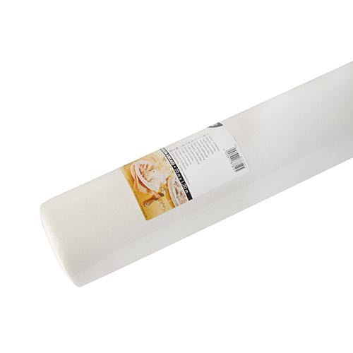 A roll of white PAPSTAR Airlaid tablecloth, extra thick and fabric-like, ideal for elegant dessert tables - perfect for combining with cake decoration fondant for coordinated baking projects.