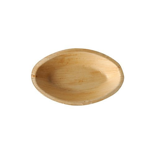 The 6 palm leaf plates "pure" oval from PAPSTAR GmbH – eco-friendly, light brown, and oval plates – are perfect for sustainable events and are presented on a white background.
