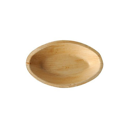 The 6 palm leaf plates "pure" oval from PAPSTAR GmbH – eco-friendly, light brown, and oval plates – are perfect for sustainable events and are presented on a white background.