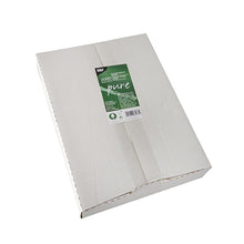 A white box from PAPSTAR GmbH with the inscription "pure" contains 2,000 sheets of 22x16 cm cream cover paper with palm wax coating; photographed on a white background.