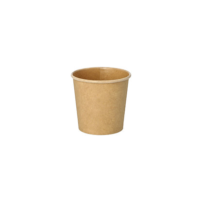 The PAPSTAR 50 portion cup made of brown, recyclable cardboard from PAPSTAR GmbH is designed cylindrically with a slightly flared rim and is ideal for the catering sector.