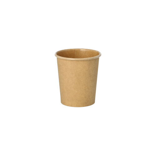 The PAPSTAR 50 portion cup made of brown, recyclable cardboard from PAPSTAR GmbH stands upright against a white background – ideal for gastronomy, without visible logos or patterns, environmentally friendly and simply designed.