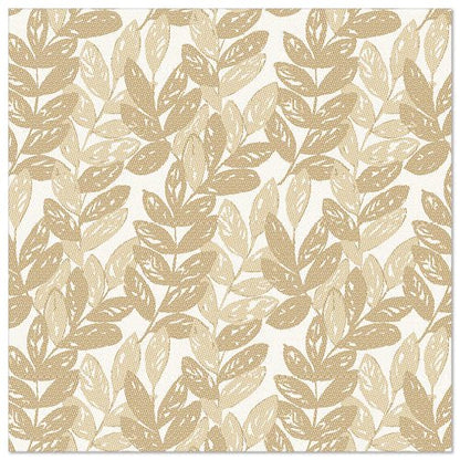 The PAPSTAR GmbH "ROYAL Collection" 50 napkins (40 x 40 cm, sand) feature a dense pattern of light brown and beige leaf branches on white, inspired by the Royal Collection, and are perfect for elegant tables.