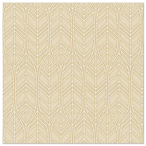 A sand-colored PAPSTAR GmbH ROYAL Collection napkin (40x40 cm, 1/4-folded) shows a repeating pattern of vertical, stylized leaf outlines reminiscent of the elegant designs of high-quality napkins.