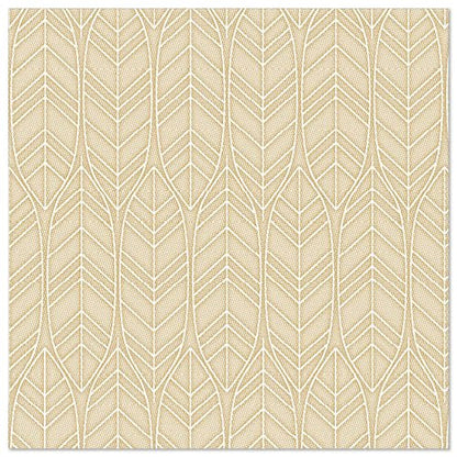 A sand-colored PAPSTAR GmbH ROYAL Collection napkin (40x40 cm, 1/4-folded) shows a repeating pattern of vertical, stylized leaf outlines reminiscent of the elegant designs of high-quality napkins.
