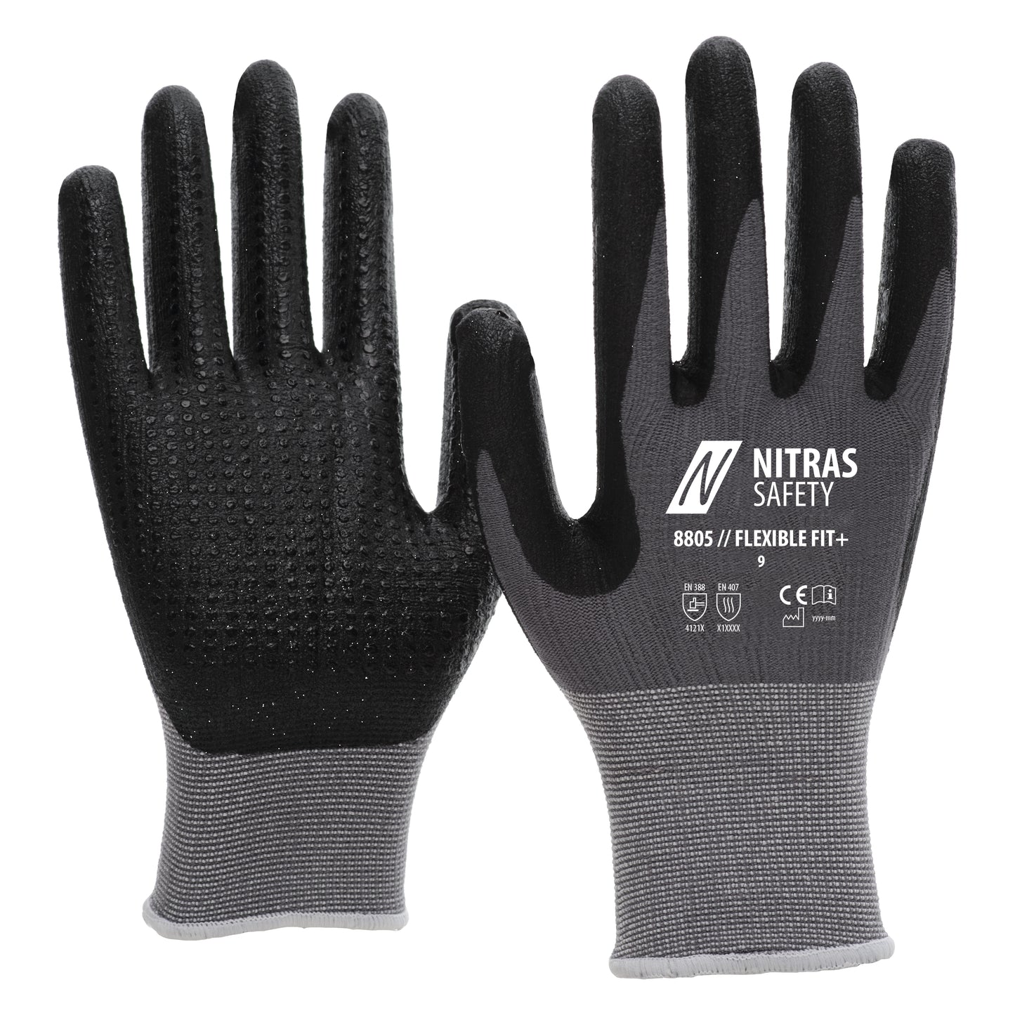 NITRAS FLEXIBLE FIT+, assembly gloves, gray / black