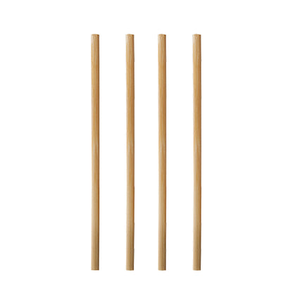 Four straight, cylindrical PAPSTAR 1000 stir sticks, bamboo "pure" from PAPSTAR GmbH are arranged vertically in a row against a plain white background - a sustainable choice for any drink.