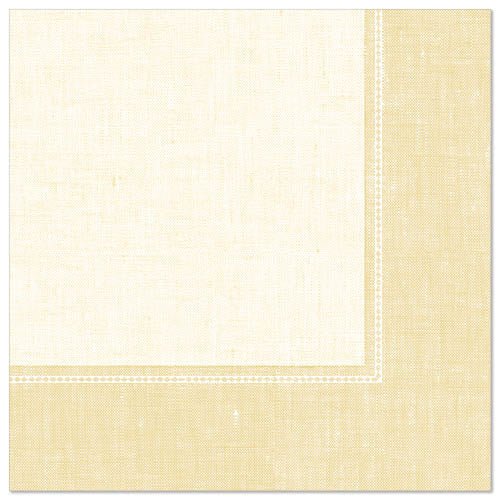 The PAPSTAR 50 napkins "ROYAL Collection" 1/4 fold 40 x 40 cm champagne from PAPSTAR GmbH offer a classic design with a light center and darker champagne-beige border, ideal for the elegantly set table.