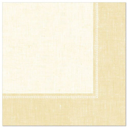 The PAPSTAR 50 napkins "ROYAL Collection" 1/4 fold 40 x 40 cm champagne from PAPSTAR GmbH offer a classic design with a light center and darker champagne-beige border, ideal for the elegantly set table.