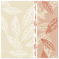 A square pattern in light beige and rust with a leaf motif and a vertical white stripe - ideal for PAPSTAR GmbH 50 napkins "ROYAL Collection" 1/4-fold 40 x 40 cm red.