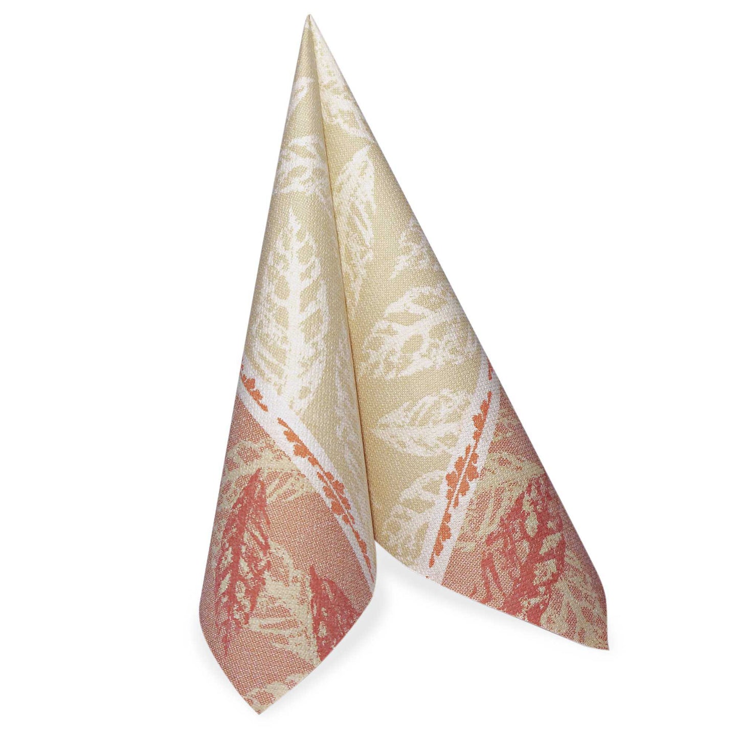 A red folded napkin from the PAPSTAR "ROYAL Collection" (40 x 40 cm, 1/4-fold) from PAPSTAR GmbH stands upright against a simple white background. The package contains 50 napkins.