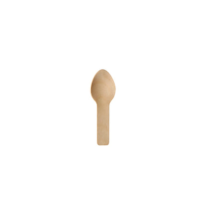 The PAPSTAR wooden spoon "pure" 7.6 cm from PAPSTAR GmbH is an eco-friendly wooden spoon for finger food - ideal for sustainable events; available as 100 pieces cardboard tray.