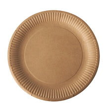 The PAPSTAR 50 plates, cardboard "pure" round - brown from PAPSTAR GmbH is an eco-friendly, biodegradable disposable plate with a slightly textured edge - perfect for sustainable products.