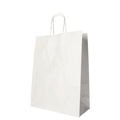 A PAPSTAR GmbH 25 paper carrier bags with twisted handles stands upright against a white background.