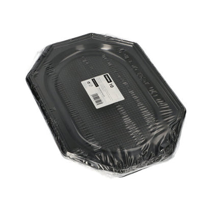 Starpak 10 serving platters made of black PET, from the brand manufacturer Starpak, are packaged in clear foil and carry a white label with a barcode – perfect for catering events.
