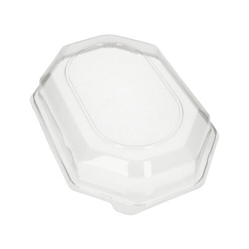 The Starpak 10 lid for serving platters, a transparent octagonal food container lid made of PET from Starpak, is depicted on a white background.