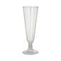 The clear PAPSTAR sparkling wine glasses PLA "pure" (Ø 5.5 cm, 16.5 cm high) of PAPSTAR GmbH are depicted upright against a white background, highlighting the elegant, eco-friendly design; available in a set of 6 in a folding box.