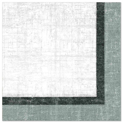 A textured, square image reflects the elegant, multi-layered style of the PAPSTAR 50 napkins "ROYAL Collection" 1/4-fold 40 x 40 cm design by PAPSTAR GmbH, with a white center framed by dark gray and muted green edges.