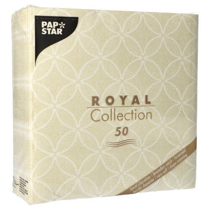 The PAPSTAR 50 napkins "ROYAL Collection" 1/4 fold 40 x 40 cm champagne napkins from PAPSTAR GmbH bring elegant style to your table with their refined design and practical pack of 50.
