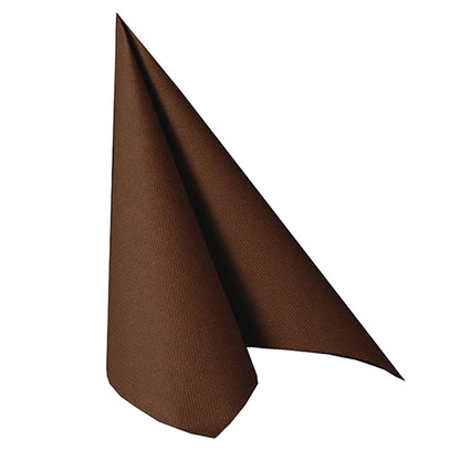 On a white background is a PAPSTAR 100 napkins "ROYAL Collection" 1/4-fold 40 cm x 40 cm napkin from PAPSTAR GmbH, folded into an upright triangle with a pointed tip.