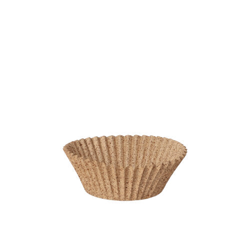 A single empty brown PAPSTAR 100 baking cups round cupcake form of PAPSTAR GmbH is depicted upright against a plain white background.
