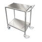 The trolley for DF20/25 by Duni GmbH made of silver stainless steel (900x650x670 mm) offers two stable shelves, four wheels, and a handle - ideal for transport in hospitals, kitchens, or as an industrial trolley.