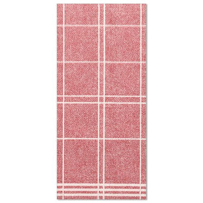 The Kitchen Craft napkin "ROYAL Collection" (48x33 cm, 1/6 fold) by PAPSTAR GmbH features a red-white checkered grid with parallel lines – ideal for a stylish table decoration – flat on a white background.
