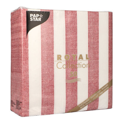 A pack of 50 PAPSTAR "ROYAL Collection" Napkins, burgundy, 1/4-fold, 40 x 40 cm, by PAPSTAR GmbH.