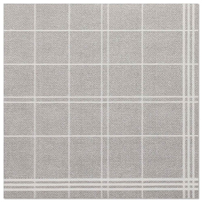 A square piece of light grey carpet with a white grid pattern, reflecting the refined texture and design of the 50 napkins "ROYAL Collection" 1/4-fold 40 x 40 cm grey by PAPSTAR GmbH. Additional parallel lines appear in the lower right corner.