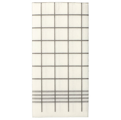 A white, 2-ply napkin "Kitchen Towel" with a gray grid and diagonal lines, similar to the PAPSTAR 30 napkins "PUNTO" 1/8-fold, 39x40cm, micro-embossed from PAPSTAR GmbH.