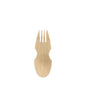 The PAPSTAR spork made of bamboo "pure" (8.5 cm), combines spoon and fork in one, ideal for finger food. Contains 50 pieces in a folding box - sustainable party accessories from PAPSTAR GmbH.