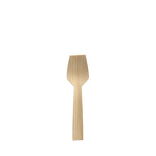 A single PAPSTAR bamboo ice cream spoon "pure", 9.2 cm, with a flat rectangular design stands vertically on a plain white background. This eco-friendly utensil from PAPSTAR GmbH is ideal for the sustainable kitchen.