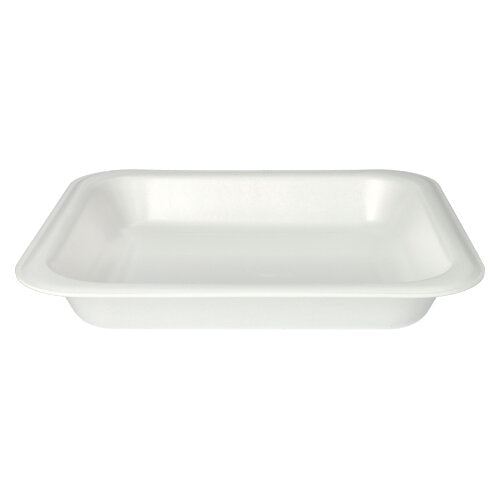 The Starpak 50 seal trays are rectangular, white laminated XPS trays (4.2 x 24.5 x 26.5 cm), for single use and flat, designed for catering use.