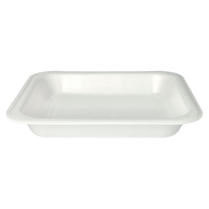 The Starpak 50 seal trays are rectangular, white laminated XPS trays (4.2 x 24.5 x 26.5 cm), for single use and flat, designed for catering use.