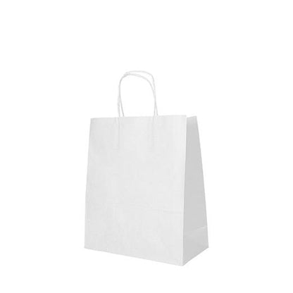 The PAPSTAR 25 paper carrier bags with twisted handles from PAPSTAR GmbH stand upright against a white background.