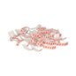 A stack of Starpak 1000 closure clips made of wire-reinforced paper in red and white (3.3 x 0.8 x 0.1 cm) resembles broken fortune cookie slips with its zigzag pattern and is shown isolated against a white background.