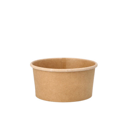 A brown, round PAPSTAR soup cup made of cardboard with foil coating (180 ml, 25 pieces) from PAPSTAR GmbH is shown against a white background. The disposable cup is empty and impresses with its simple design.