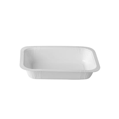 A white rectangular Starpak 260 sealing tray (530 ml, 3.7 x 13.7 x 18.1 cm) made of cardboard with raised edges, ideal as food packaging, is pictured on a white background. Pack of 260 pieces.