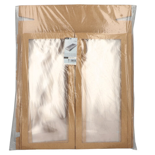 Ein Satz von 10 Starpak-Transport- und Cateringboxen aus braunem Karton mit separaten Deckeln und PET-Sichtfenstern sind zur sicheren Präsentation und zum Schutz sicher zusammen verpackt.