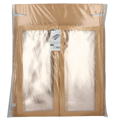A set of 10 Starpak transport and catering boxes made of brown cardboard with separate lids and PET viewing windows are securely packed together for safe presentation and protection.