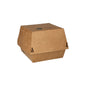 The PAPSTAR GmbH offers with the 80 burger boxes made of brown cardboard "100% Fair" a sustainable packaging solution, ideal for eco-friendly catering businesses, presented against a plain white background.