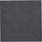 The black napkin "ROYAL Collection" of PAPSTAR GmbH (40 x 40 cm, 1/4-folded) in top view shows an embossed floral and geometric pattern with a decorative border on the edges. Pack of 50 pieces.